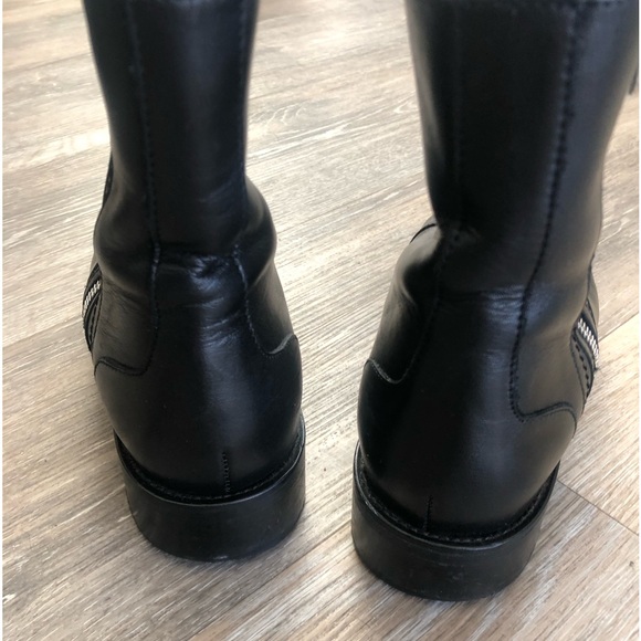 Sale! AQUATALIA ITALIAN Black Leather Low Heel Boots - Picture 8 of 11